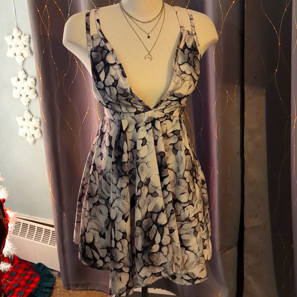 Deep V floral dress